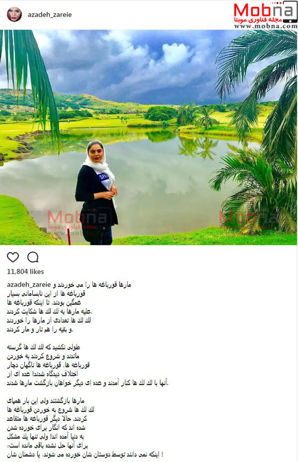 تیپ و ظاهر آزاده زارعی در طبیعتی رویایی! / عکس