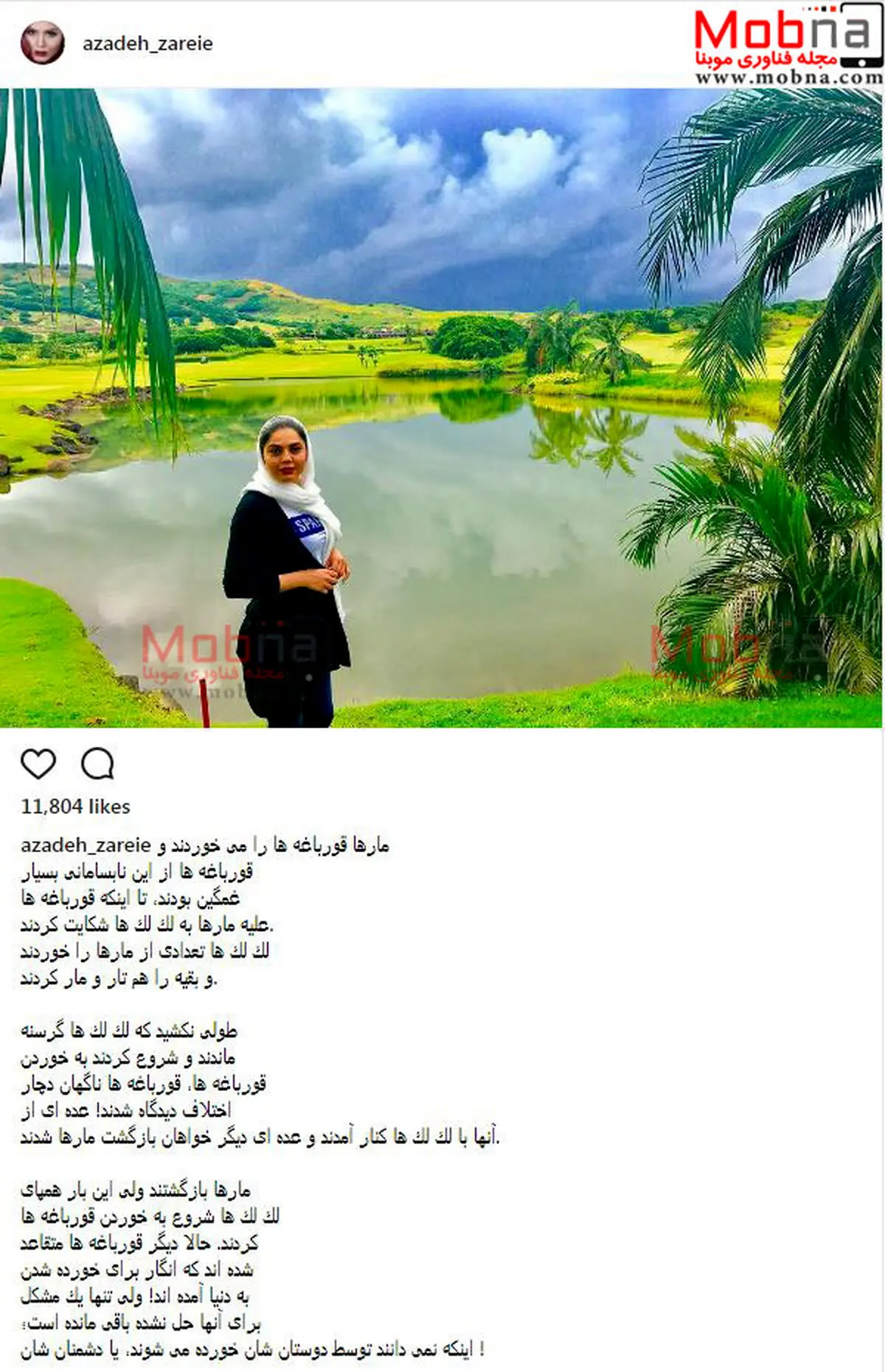 تیپ و ظاهر آزاده زارعی در طبیعتی رویایی! / عکس