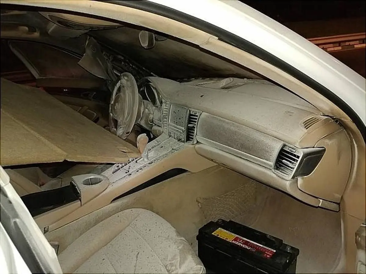 تصاویر | آتش‌سوزی پورشه در بزرگراه همت