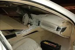 تصاویر | آتش‌سوزی پورشه در بزرگراه همت