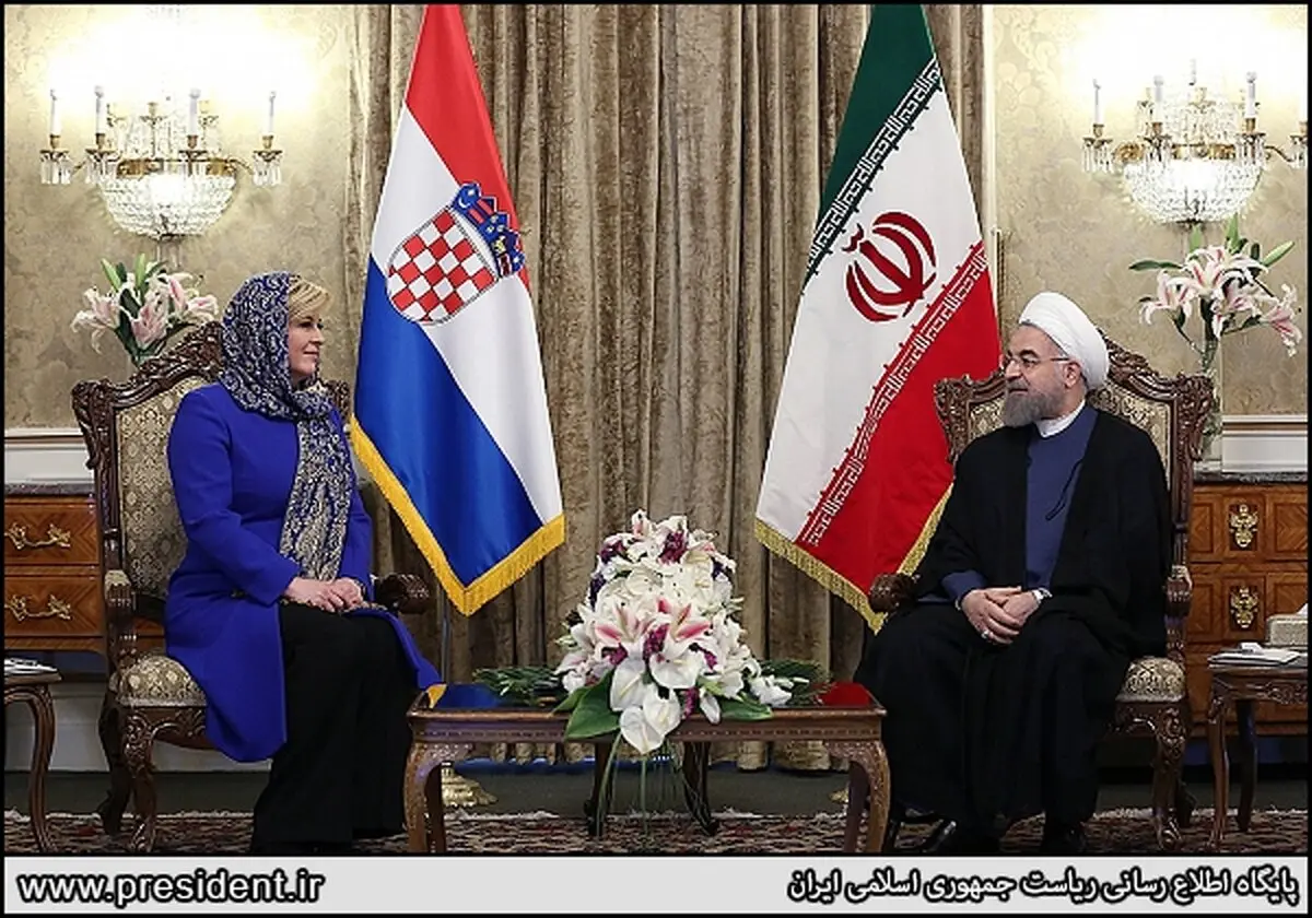 پوشش رییس‌جمهور کرواسی در دیدار روحانی/ عکس