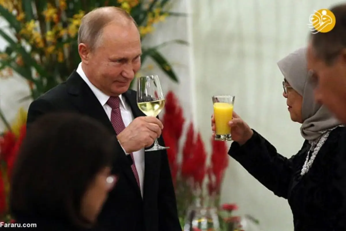 تفاوت فاحش در نوشیدنی رییس جمهور سنگاپور و پوتین رییس جمهور روسیه