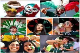 تصاویری از حضور هواداران مکزیک در ورزشگاه محل برگزاری دیدار با سوئد