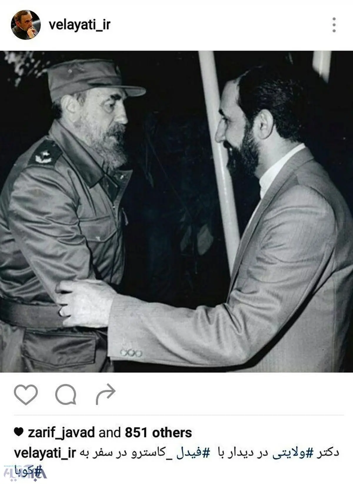 علی‌اکبر ولایتی در کنار فیدل کاسترو/عکس