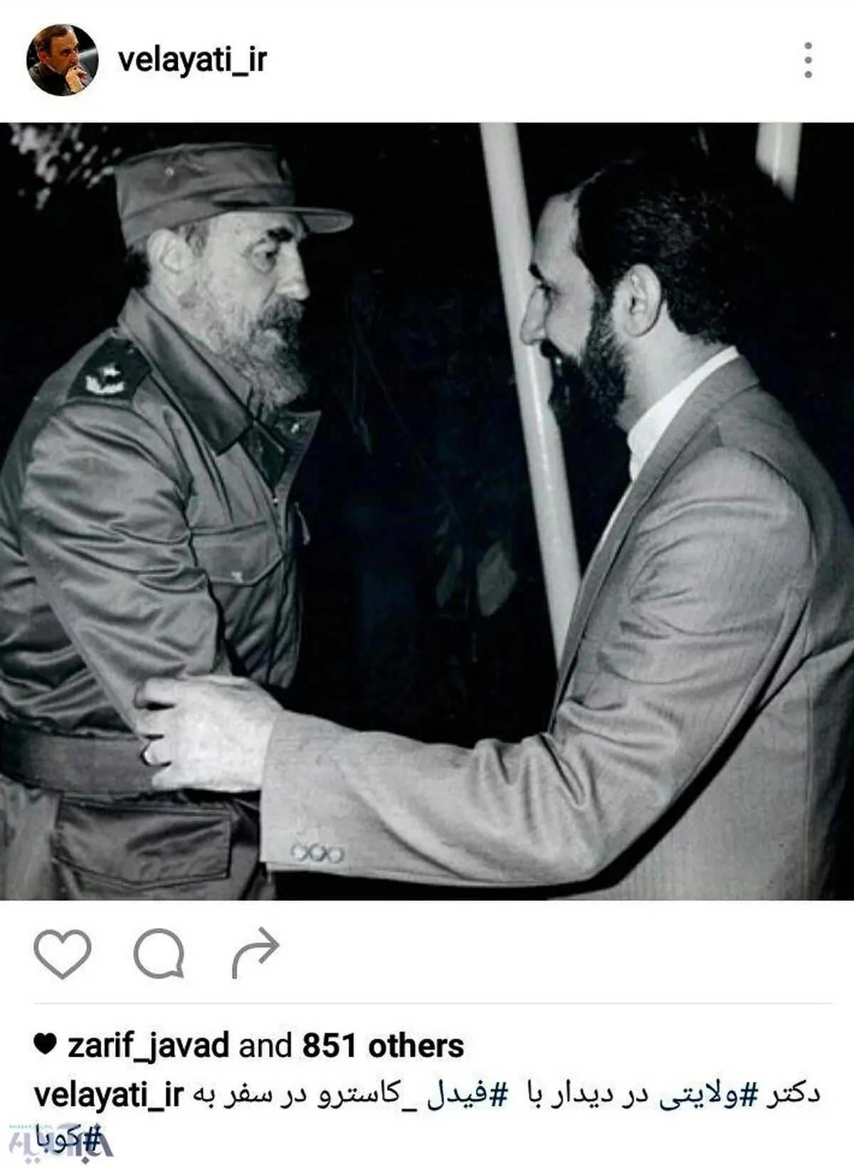 علی‌اکبر ولایتی در کنار فیدل کاسترو/عکس