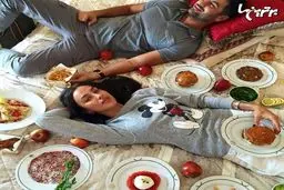 سوپرمدل روسی و نامزاد ایرانی اش/ عکس