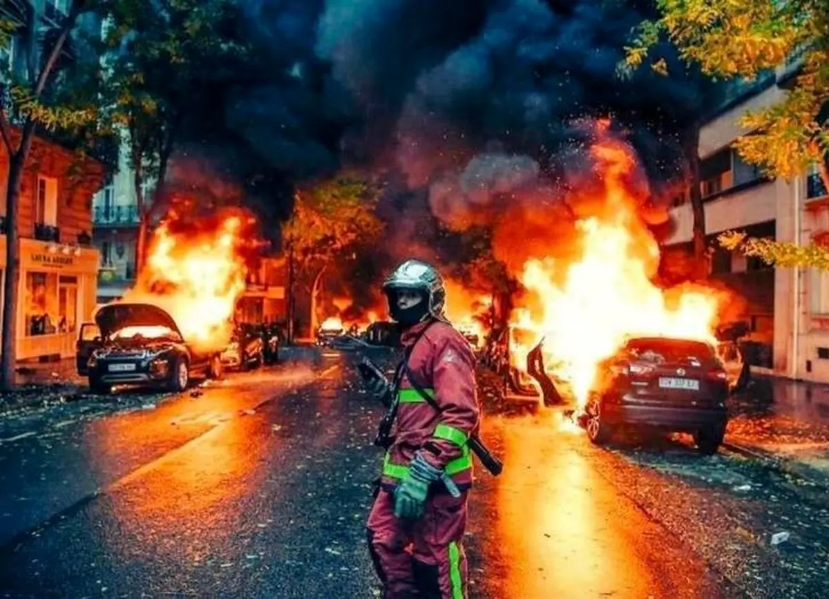 شبی که همه خودروها به آتش کشیده شد/ تصاویر