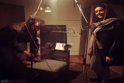 ترانه علیدوستی و شهاب حسینی در استودیوی ضبط صدا برای فیلم جدید فرهادی/ عکس