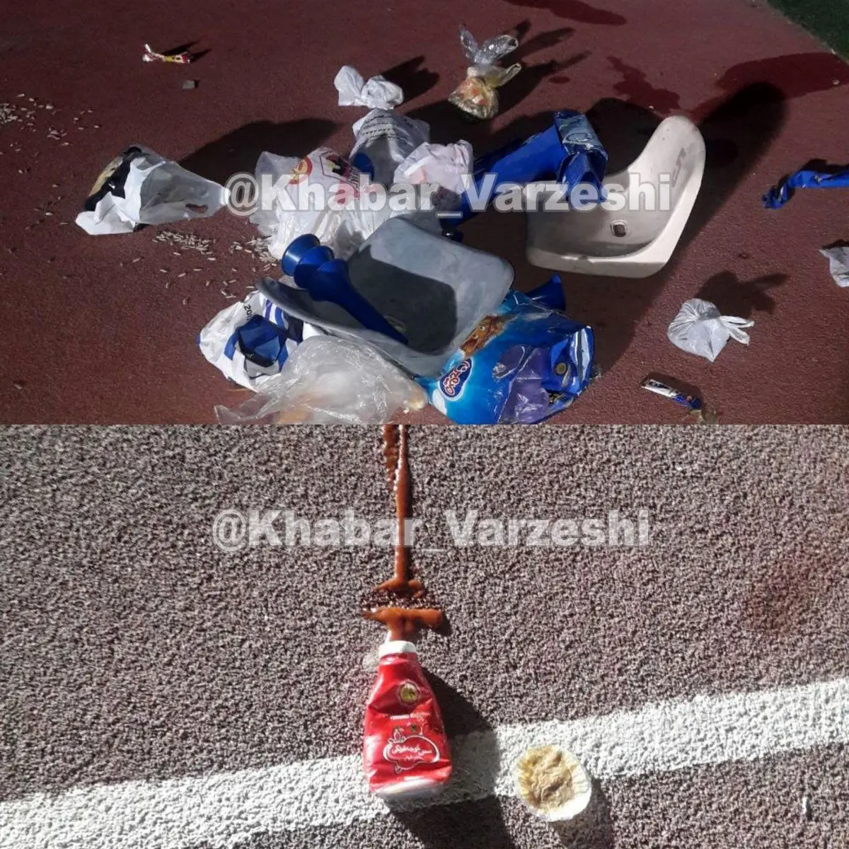 سس قرمز و اشیائی که در دربی به سمت بازیکنان پرتاب شد/عکس