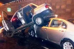 پرواز پراید در اتوبان امام علی!/عکس