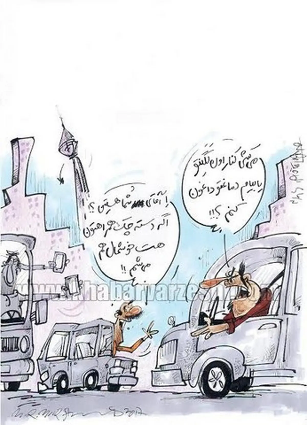 عاقبت دعوای ستاره فوتبال در اتوبان!/کاریکاتور