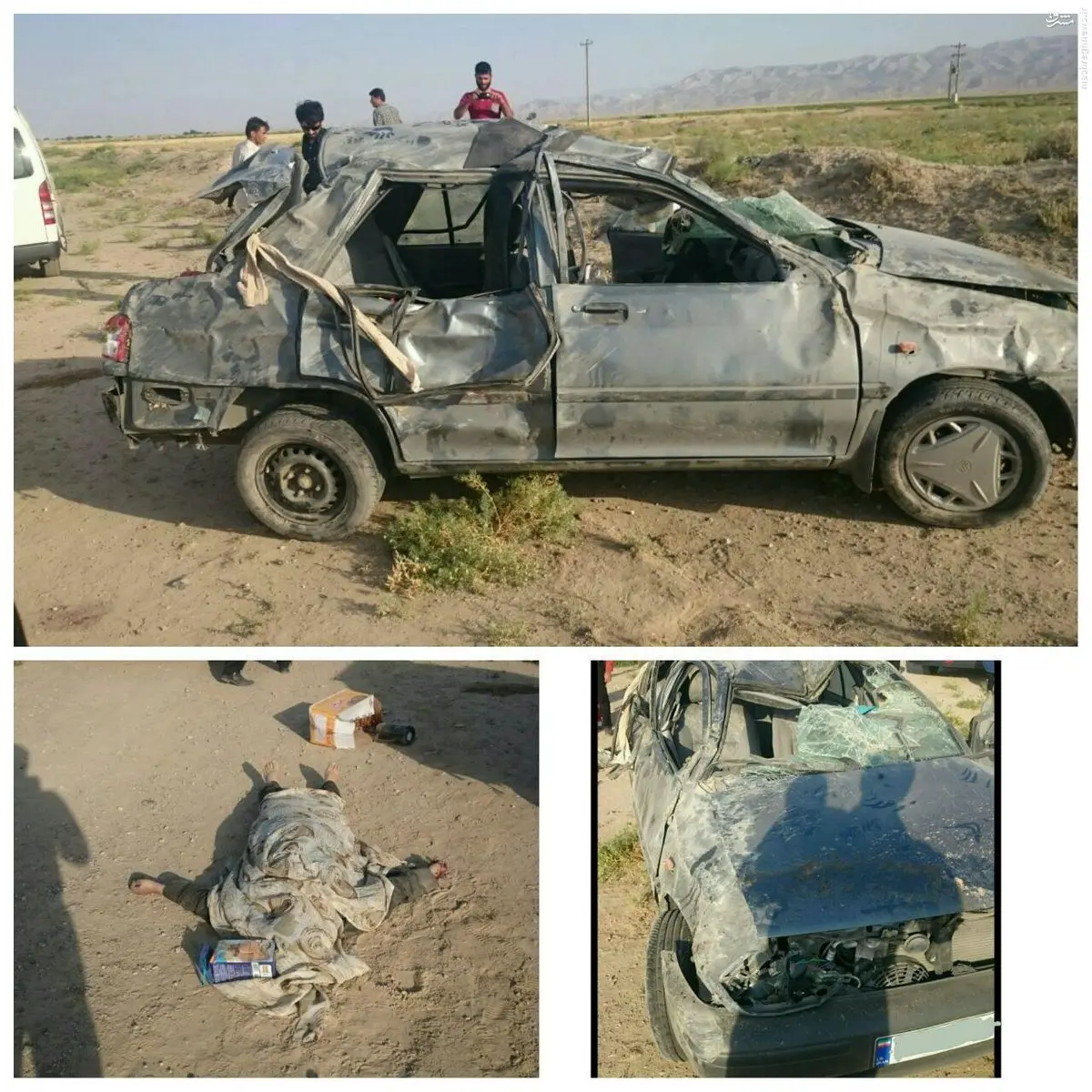 برخورد پراید با تیر برق/ عکس