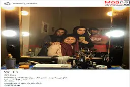 سلفی مهرناز افلاکیان در اتاق گریم یک سریال / عکس