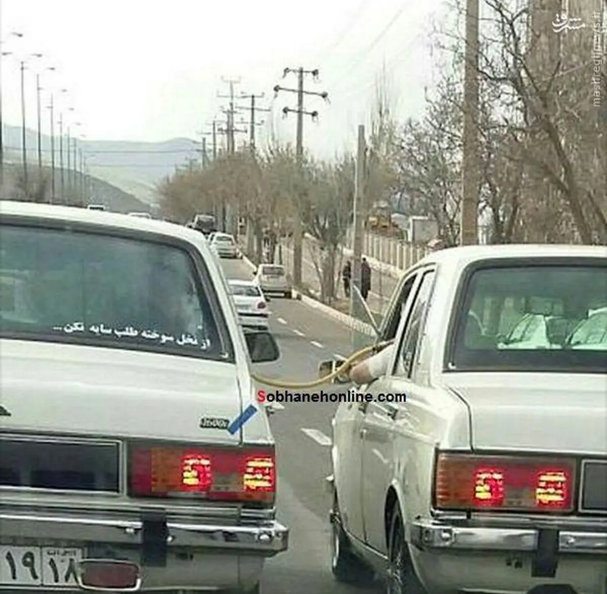 قلیان‌کشی مشترک دو پیکان سوار!/ عکس