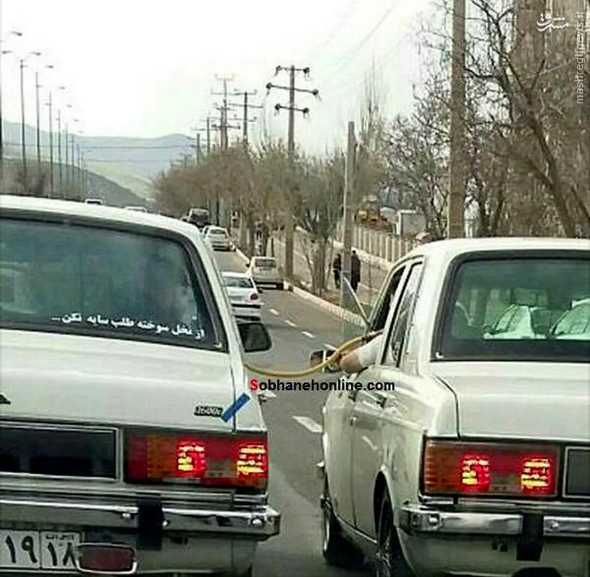 قلیان‌کشی مشترک دو پیکان سوار!/ عکس