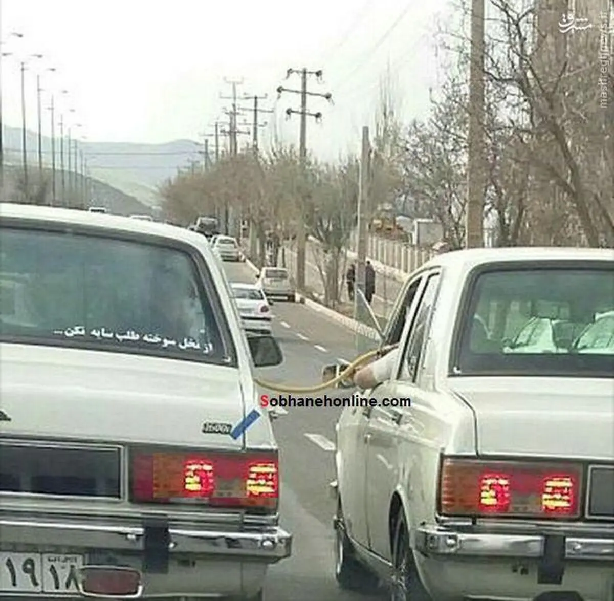 قلیان‌کشی مشترک دو پیکان سوار!/ عکس