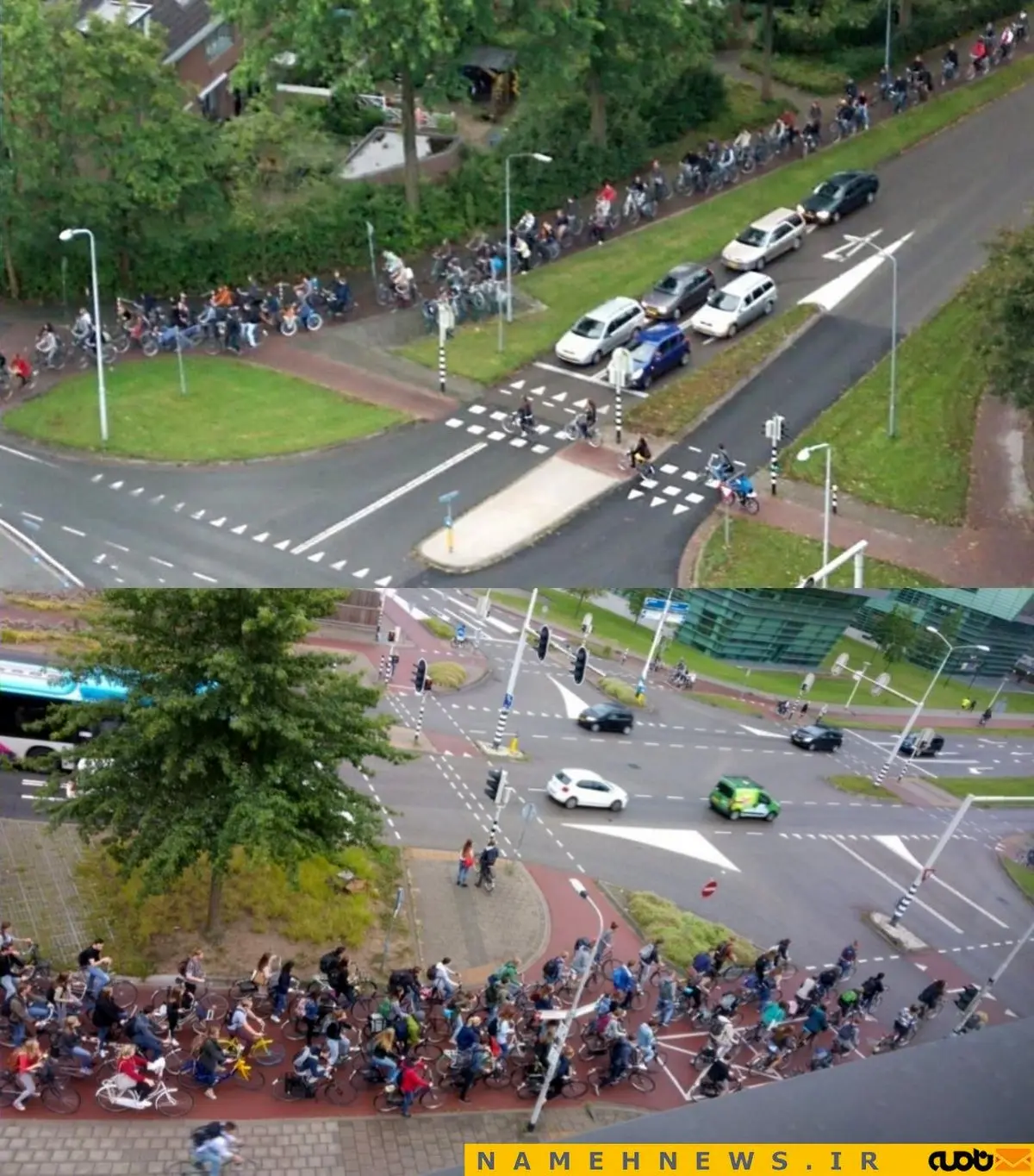 تصویری جالب از ساعت اوج ترافیک در هلند / عکس