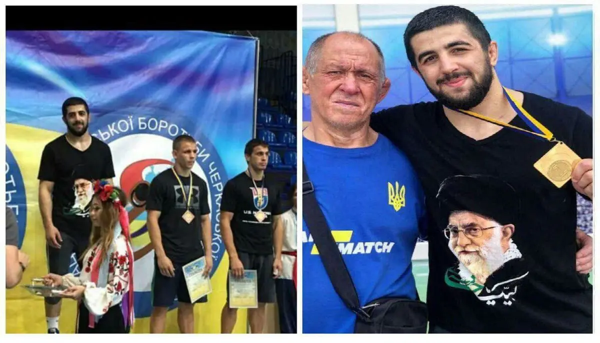 عکس: تصویر رهبر انقلاب روی پیراهن قهرمان اوکراینی