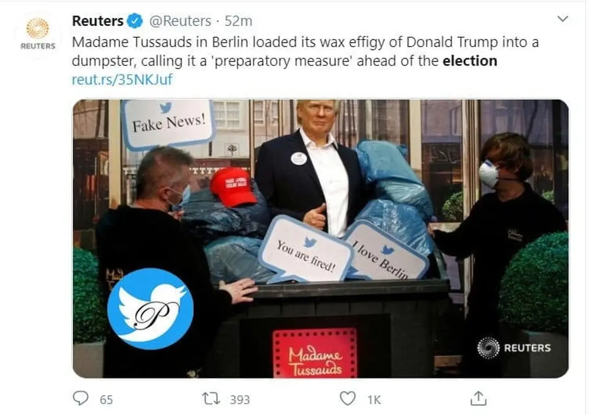 عکس دیده نشده :قرار دادن تمثال ترامپ در سطل آشغال در موزه مادام ترسو