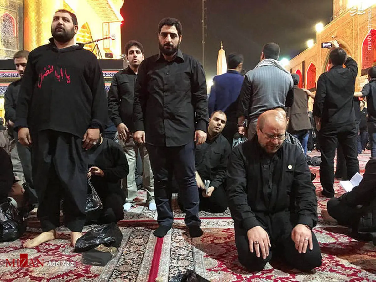 قالیباف و مداح مشهور در حرم امام علی(ع)/عکس