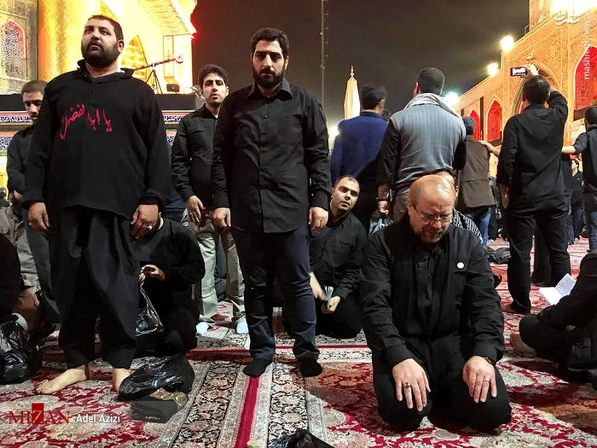 قالیباف و مداح مشهور در حرم امام علی(ع)/عکس