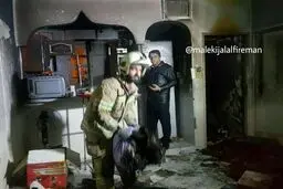 تصاویری از انفجار و آتش‌سوزی یک خانه در تهران