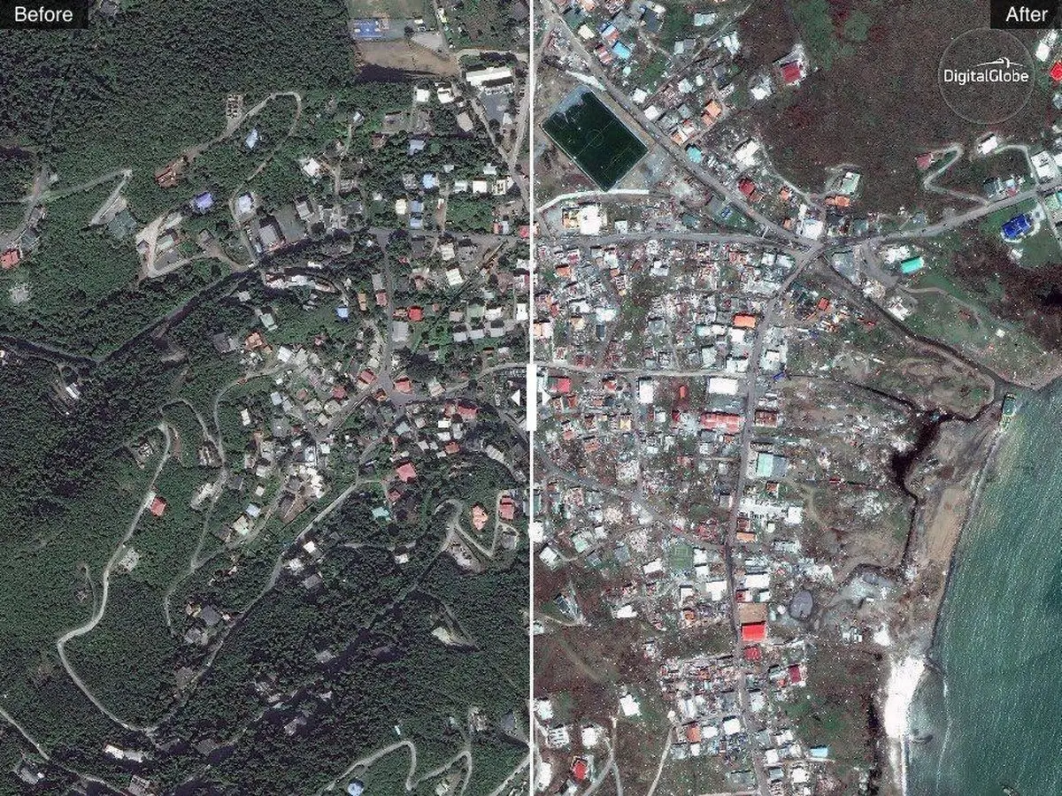 تصویری از سواحل کارائیب قبل و بعد از طوفان ایرما