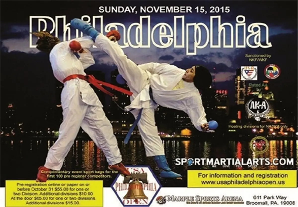 عکس حمیده عباسعلی روی پوستر مسابقات آزاد فیلادلفیا