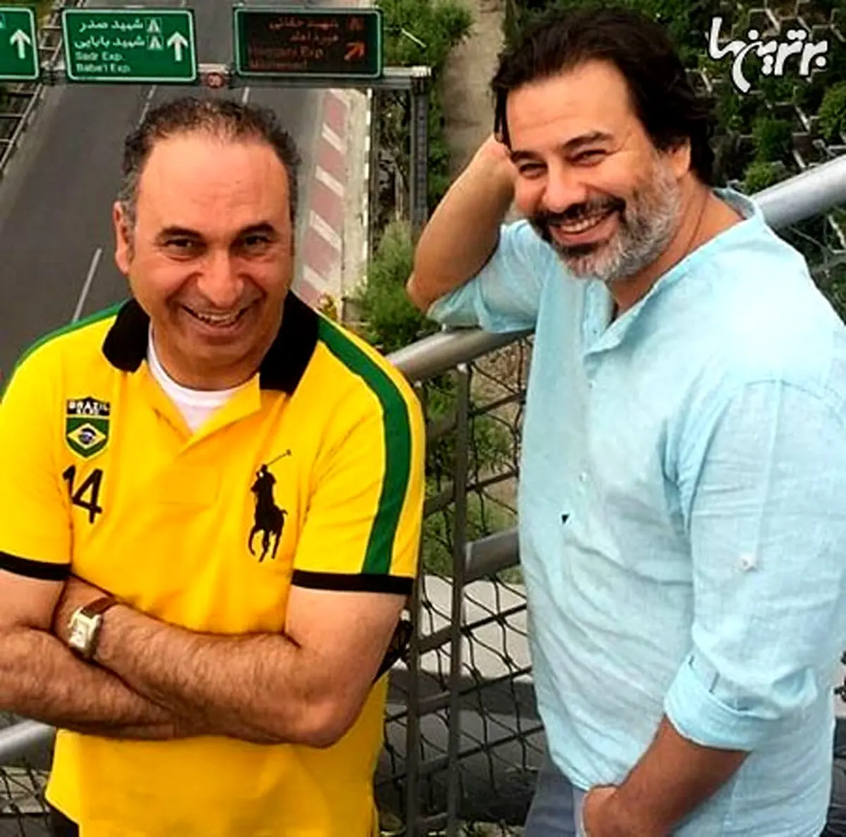 حمید فرخ نژاد و پیمان قاسمخانی بر فراز پل طبیعت/عکس