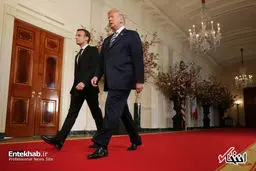 تصاویری از خوش گذرانی ترامپ و ماکرون در کاخ سفید