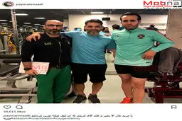 پیمان معادی به همراه علی کریمی در تمرین بدنسازی/ عکس