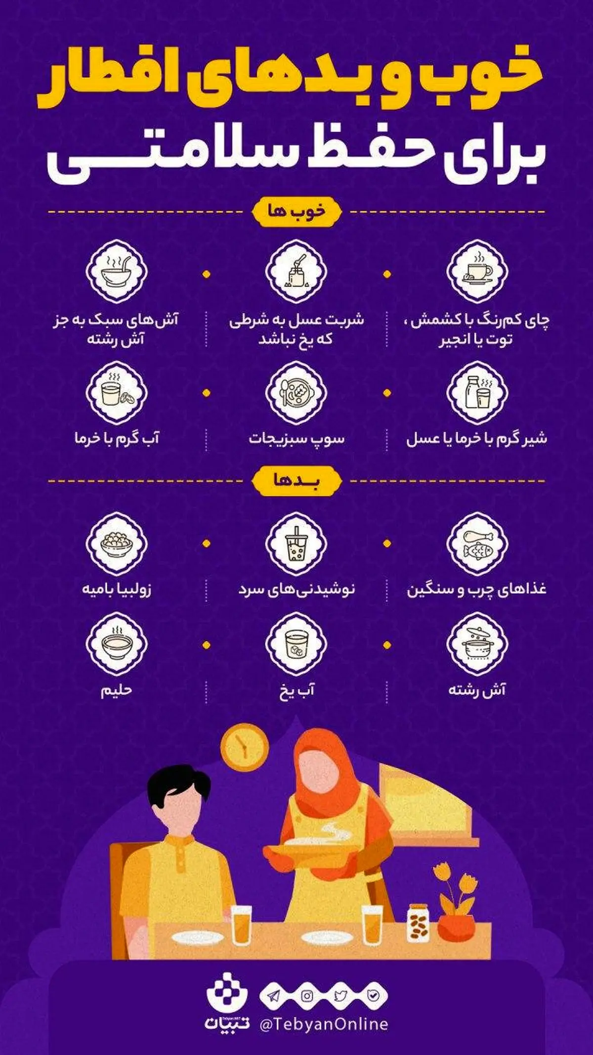 خوب و بدهای افطار برای حفظ سلامتی! + اینفوگرافی