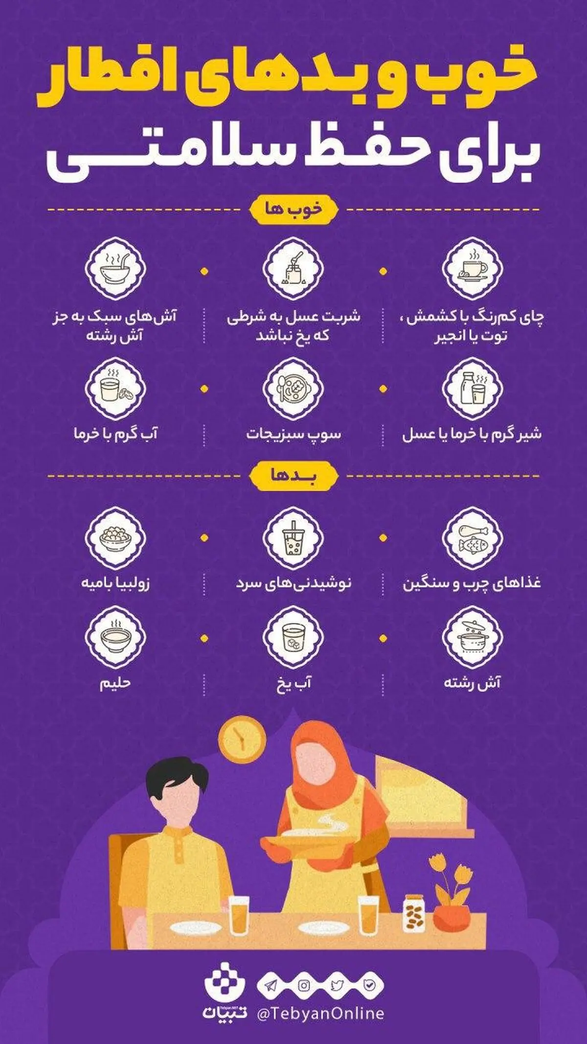 خوب و بدهای افطار برای حفظ سلامتی! + اینفوگرافی