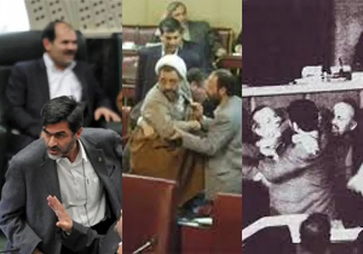 مروری بر جنجالی‌ترین کتک‌کاری‌های سیاسی ایران / از تلاش خلخالی برای برهم زدن نطق بازرگان و سیلی که عبدالله نوری نخورد تا زدوخوردهای معروف مجلس هشتم