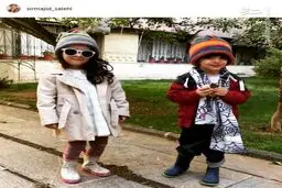 عکسی از دوقلوهای بانمک آقای بازیگر