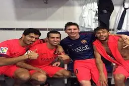 مثلث هجومي بارسا،کنارقهرمان مستايا(عکس)