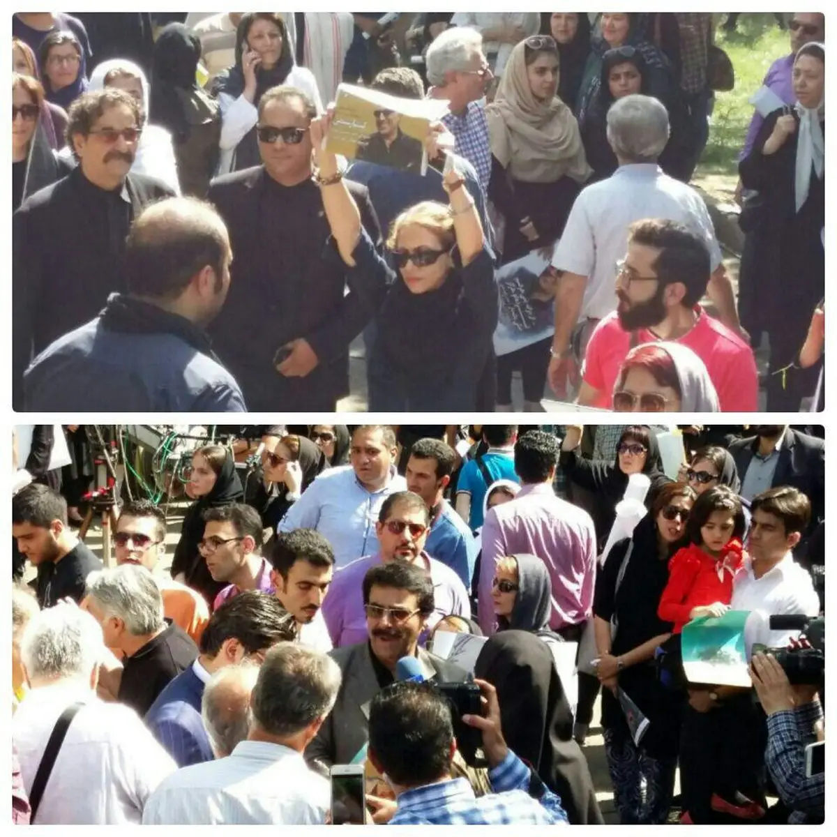 دو خواننده معروف در مراسم تشییع عباس کیارستمی/عکس