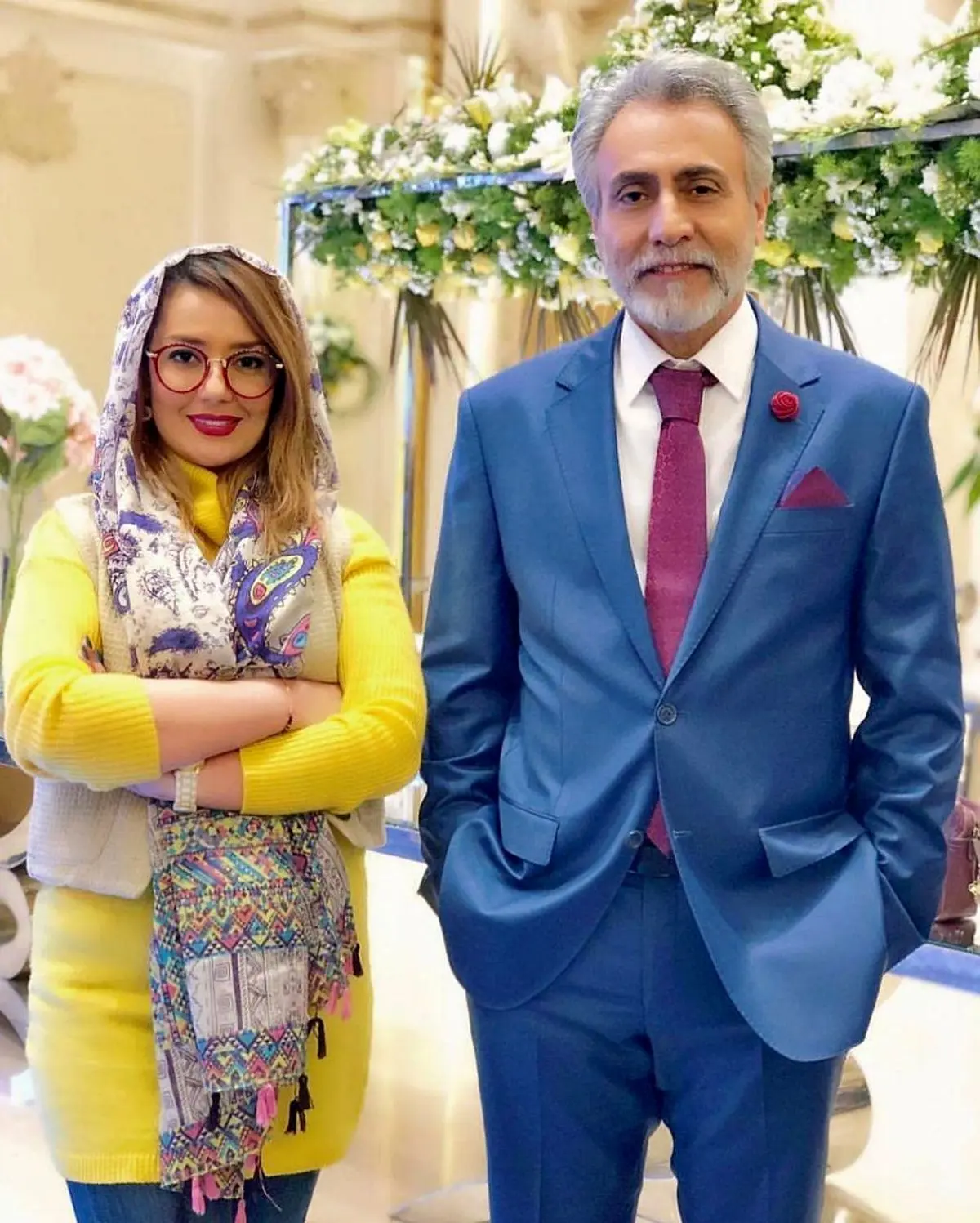 عکس : بیژن امکانیان و بهاره حسینی در پشت صحنه سریال "دل"