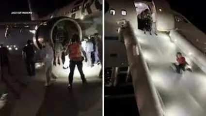 لحظه برخورد هواپیمای مسافری با عابر پیاده در لحظه تیک آف