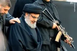 نوای لبیک یا نصرالله لبیک یا حزب‌الله در محل شهادت سید حسن نصرالله