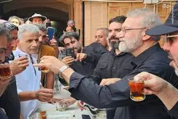 تصاویر روز متفاوت علی لاریجانی در جاده کربلا