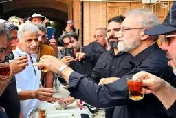 تصاویر روز متفاوت علی لاریجانی در جاده کربلا