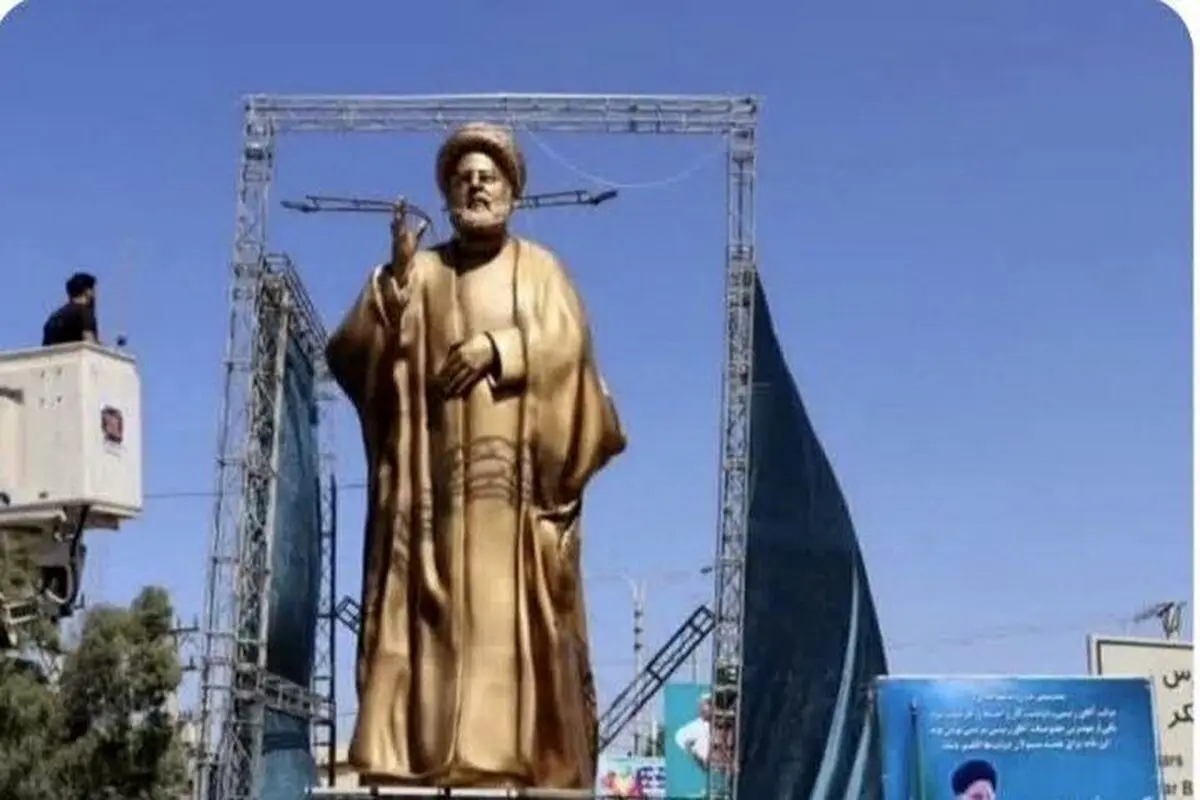 مجسمه رئیسی هم گرفتار طوفان شد و سقوط کرد + عکس