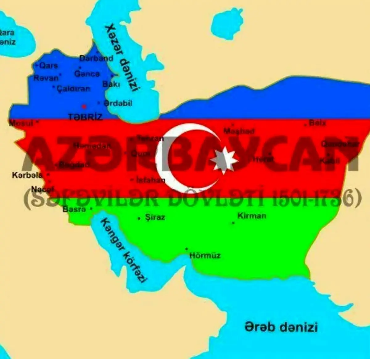 گزافه‌گویی رسانه‌ رسمی کشور آذربایجان: خلیج فارس در اصل خلیج تورک کنگره و متعلق به کشور آذربایجان است!