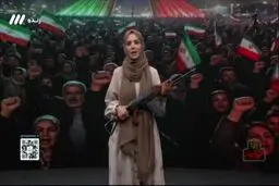 آموزش تیراندازی در تلویزیون با شلیک مجری به پرچم امارات