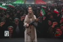 آموزش تیراندازی در تلویزیون با شلیک مجری به پرچم امارات