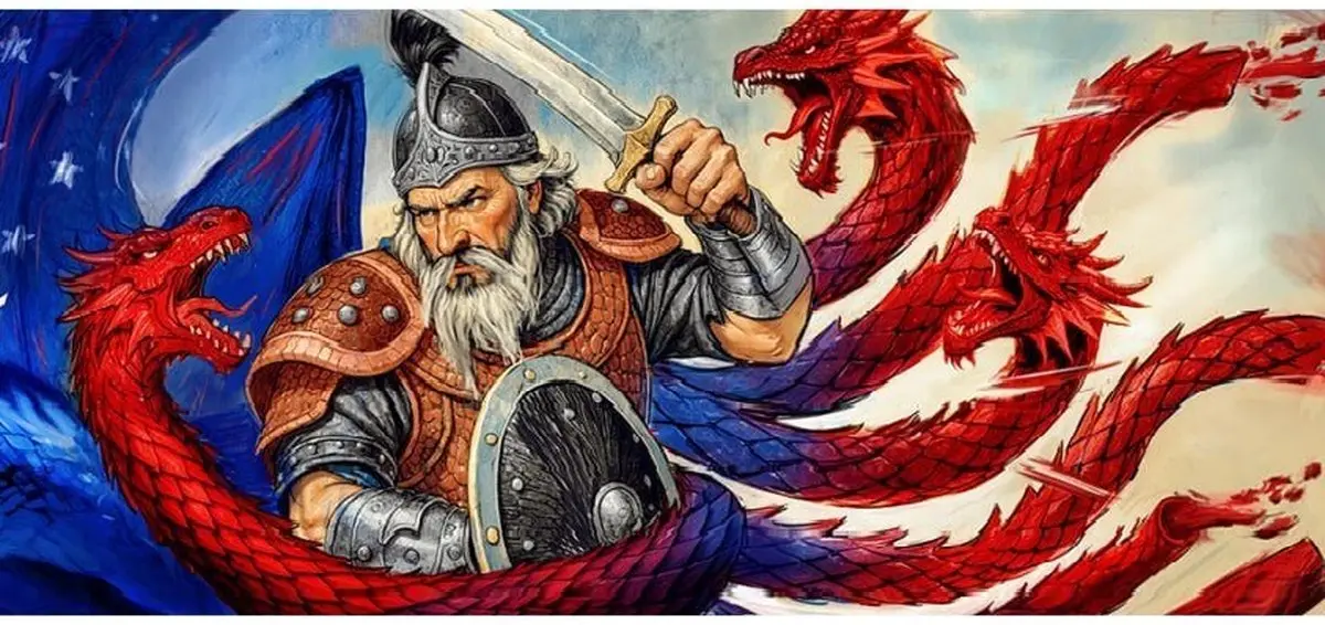 نبرد رستم با اژدهای آمریکا روی دیوار میدان انقلاب + عکس