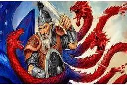 نبرد رستم با اژدهای آمریکا روی دیوار میدان انقلاب + عکس