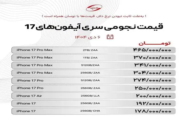 قیمت نجومی سری ۱۷ آیفون