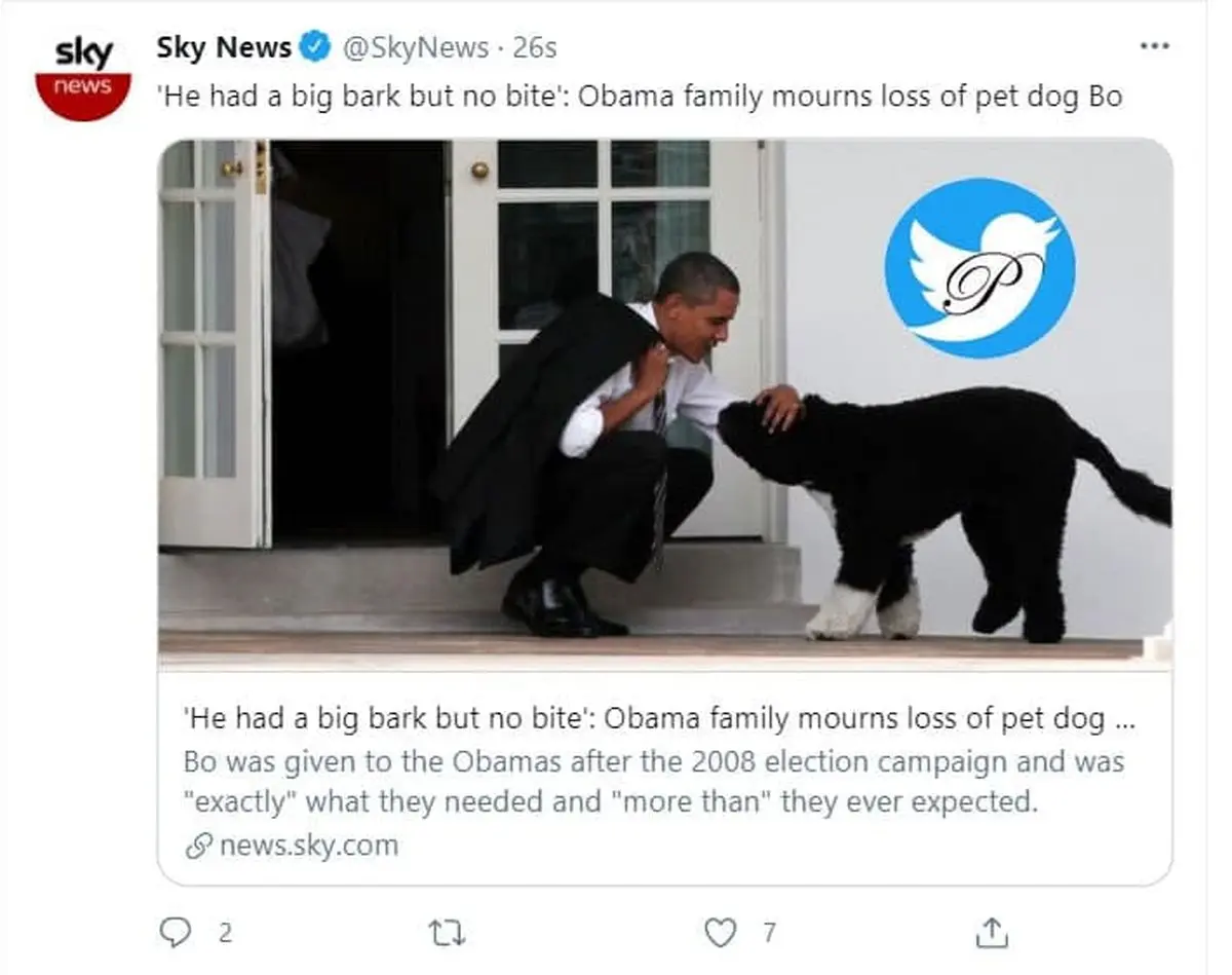 تصویر باراک اوباما و سگش BO که مرد